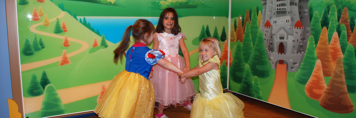 group of children play costumes